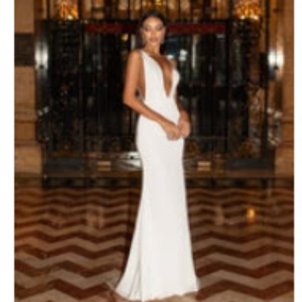 Inesa Satin Gown - White - XS
